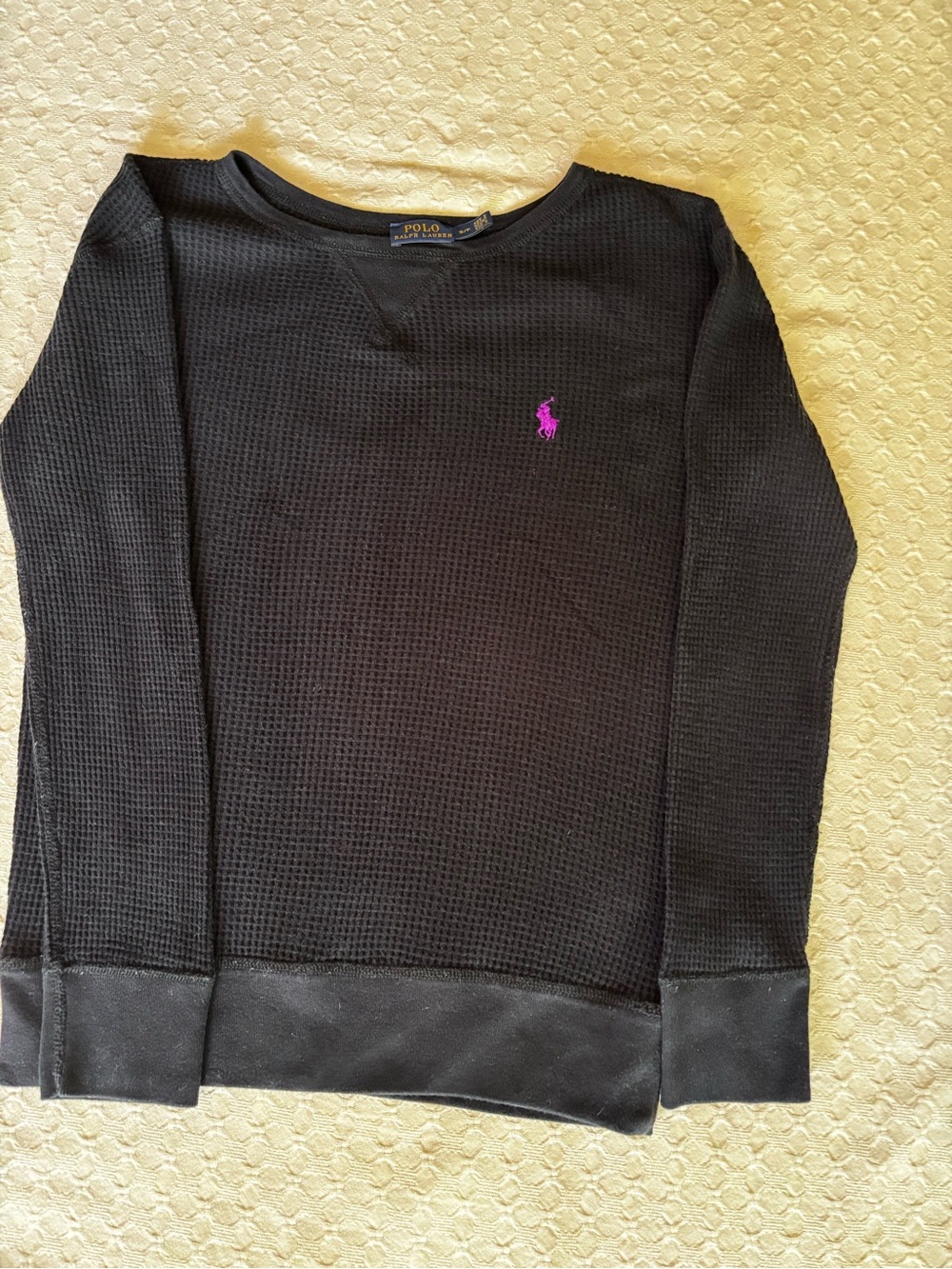 Ralph Lauren Black Crewneck Sweater with Pink Pony